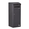SMART PARCEL BOX Paketbox draussen, Standbriefkasten mit Paketfach, Paketbriefkasten XXL, große Postbox für Pakete Outdoor, Paketkasten mit Schrägdach rostfrei, verzinkter Stahl, 3 Schlüssel, schwarz