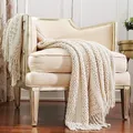 CREVENT Wohnkultur, rustikale Decke, für Couch, Sofa, Stuhl, Bett, weich, warm, gemütlich, leicht, für Reisen (127,8 x 152,4 cm, Beige/Elfenbein)
