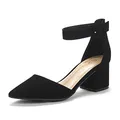 DREAM PAIRS Hochzeitsschuhe Damen Spangenpumps Tanzschuhe Sandaletten mit Blockabsatz Slingback Pumps,Size 37,Schwarz/Nubuck,ANNEE
