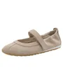 Tamaris Damen Ballerina mit Strap Leder flach, beige, 38 EU