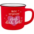 GRUSS & CO Becher Motiv "HDL" | New Bone China Porzellan, Emaille-Optik, 35 cl | Geschenk Liebe | 45778