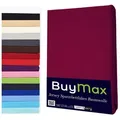 Buymax Spannbettlaken Buymax Jersey aus 100% Baumwolle, Jersey, Gummizug: Rundumgummi, (1 Stück), Pflegeleicht und Atmungsaktiv in Verschiedenen Farben und Größen rot 120 cm x 200 cm