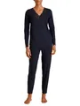 CALIDA Season Special Pyjama, lang Damen, luftiger Schnitt, mit Spitzendetails, fließend und anschmiegsam Dark Lapis Blue 48-50