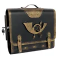 Stelling® Briefkasten POSTHORN 3 Antik-Vintage-Look, Schultasche, Ranzen, Wandbriefkasten, Zeitungsfach, Handarbeit, Retro, Kupfer, Messing, Bronze, Metall (Gold, Entnahme Links)