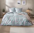 Estella Samt + Seide Flanell Bettwäsche 135x200 Corvara taube Rosen 5470-610