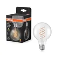 Osram Vintage 1906 Globe ist eine warmweiße, dimmbare LED-Lampe in klassischer Ballform mit spiralförmigem Filament. Sie bietet 7.2 W für 806 lm, E27 Fassung, klarfarbenes Glas, 80 mm Durchmesser.