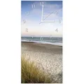 Wallario Wanduhr Strandspaziergang im Urlaub an der Ostsee (Glasuhr) blau 30 cm x 60 cm