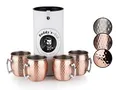 Buddy´s Bar - Moscow Mule Becher, 500 ml, hochwertiger Edelstahl-Becher, lebensmittelecht, Hammerschlag-Effekt, Cocktail-Tasse inkl. Geschenkbox, gehämmert, Kupfer Antik, 4er Set