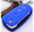mt-key Schlüsseltasche Autoschlüssel Softcase Silikon Schutzhülle Blau, Ford Mondeo Focus S-Max Fiesta Transit 3 Tasten Klappschlüssel