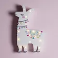 Lights4fun Lama Kinderzimmer Nachtlicht mit 17 warmweißen LEDs Timer Batteriebetrieb 30cm