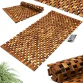 DEUBA® Badvorleger Badematte Holz 80 x 50 cm FSC-zertifiziertes Akazienholz Rutschhemmende Gummistopper Holzteppich