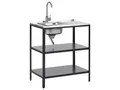 Outdoor-Kücheninsel Stahl schwarz mit Spüle Edelstahlplatte silber modern Vilama