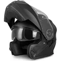 VINZ Santos Klapphelm mit Sonnenblende | ECE 22.06 & PINLOCK vorbereitet | Motorrad Helm Integralhelm | Motorradhelm Klappbar | In Gr. XS-XXL - Mat... - Schwarz