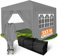 Kronenburg Faltpavillon 3x3 m wasserdicht - Gartenpavillon, Partyzelt stabil, UV-Schutz 50+, Wetterfester Schutz, Leichter Aufbau, Inklusive Tragetasche & Zubehör