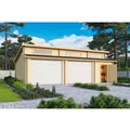 Lasita Garage Hawaii Set mit Sektionaltoren 780 cm x 520 cm Natur/Unbehandelt