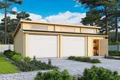 Garage Holz 44mm HAWAII MIT SEKTIONALTORE 800x540cm mit Einzeltür und Fenster