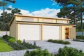 Garage Stufendach 44 mm Hawaii mit Sektionaltor 820x520 cm Lasita