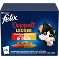 Felix So gut wie es aussieht Doppelt Lecker Katzenfutter nass in Gelee, Sorten-Mix, 4er Pack (4 x 24 Beutel à 85g)
