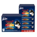 FELIX Doppelt Lecker Geschmacksvielfalt vom Land Nassfutter in Gelee (4x24x85g)
