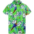 King Kameha Hawaiihemd "Cherry Parrot" Funky Hawaiihemd Herren Kurzarm Fronttasche Sommerhemd grün 4XL