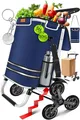 KESSER® Einkaufstrolley Treppensteiger mit Kühlfach klappbar mit 56L Kapazität und belastbar bis 50kg | 3in1 Trolley Sackkarre & Umhängetasche | Faltbarer Einkaufswagen inkl. Einkaufschip, Navyblau