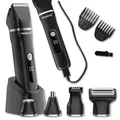 KRUMAD Haarschneidemaschine 6-in-1 IPX7 – Barttrimmer Herren, Elektrorasierer & Nasenhaartrimmer mit LED-Display – 120 Min Laufzeit & 4 Aufsätze