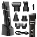 KRUMAD Haarschneidemaschine 6-in-1 IPX7 – Barttrimmer Herren, Elektrorasierer & Nasenhaartrimmer mit LED-Display – 1,5h Schnellladung/120 Min Laufzeit, 3/6/9/12 mm Aufsteckkämme – Bodygroom