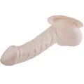 TOYLIE Latex Penishülle Franz Schaftlänge: 14cm silber mit Basisplatte zum ankleben an Latexkleidung - stark geäderter Penis-Sleeve mit Hodensack und ausgeprägter Eichel - MADE IN GERMANY
