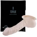 Frei Haus: Toylie Latex Penishülle Franz Silber mit Basisplatte, Einstieg 5.5cm