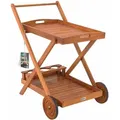 Servierwagen Mit Rollen Holz Fsc®- Zertifiziert Akazie 2 Etagen Tablett 3 Flaschenhalter Outdoor Küche Garten Terrasse Küchenwagen Rollwagen - Casaria
