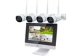 LUVISION Überwachungskamera LV-101+4 (Außen- und Innenbereich, 4-tlg., 10,1" Monitor NVR WLAN Funk Video Überwachungssystem 3MP 4 IP Kameras, PC Software & App, Cloud, Push Alarm, Nachtsicht, H.265 Komprimierung)