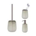 Schöner Wohnen Kollektion Bad-Accessoire Set Mod. Marano 3-teilig aus Keramik mit WC-Garnitur Seifenspender Zahnputzbecher in Beige Kupfer Maße 40 x 13 x 10 cm