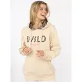 Zwillingsherz Hoodie "Wild Mind" Stickerei, bedruckte Kordel, Kängurutasche, Rippbündchen beige S/M (36/38)