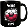 speecheese Tasse Fußball Polen Flagge Tasse in Schwarz