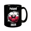 Fußball Polen Flagge Tasse in Schwarz EM 2024 Fanartikel Sport Tasse mit Polen Ball Design Rot-Weiß in Länderfarben