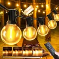JEYMORKEY Lichterkette LED Außen Strom Outdoor - 45M 150FT G40 Glühbirnen Garten Beleuchtung Balkon Lichterketten Aussen IP44 Wetterfest Pavillon String Lights mit Fernbedienung für Terrasse Party