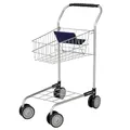 Bayer Design 75001AA Einkaufswagen Supermarkt Kinder, Silber, aus Metall, integrierter Sitz, Doppelräder, Kaufladenzubehör