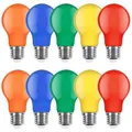 NCC-Licht 10er Set farbige LED Leuchtmittel Birnenform 3W = 25W E27 Rot Gelb Grün Blau Orange auch für Außenbereich