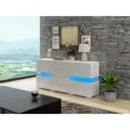 autolock Sideboard Hochglanz Weiß Kommode mit LED-Beleuchtung 2 Türen 4 Schubladen (Breite 140cm Schrank), Esszimmer Anrichte Küchenschrank Aufbewahrungsschrank weiß