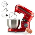Küchenmaschine - Classic Kitchen Chef - Küchenmixer - Küchenroboter mit 4,5 Liter Fassungsvermögen, 1300-Watt-Motor (Rot)