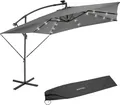 tectake® Sonnenschirm Sunna 250 x 250 cm mit LED Solar-Beleuchtung mit Winddach