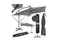 tectake® Sonnenschirm, 250 x 250 cm mit LED Solar-Beleuchtung, stufenlos verstellbarer Neigungswinkel, wasserabweisend, inkl. Windsicherung und Schutzhülle