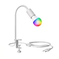 ledscom.de E27 Klemmleuchte LELE mit Schwanenhals, weiß inkl. E27 Smart Home RGBW LED Lampe