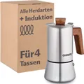 Edelstahl-Espressomaschine für 4 Tassen, induktionsfest, mit Silikondichtung