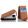 Cadorabo Hülle für Apple iPhone 4 / iPhone 4S Hülle in ZIMT BRAUN - Handyhülle im Flip Design mit Kartenfach - Case Cover Schutzhülle Etui Tasche