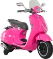 HOMCOM Kinder Elektro-Motorrad, 6V Kindermotorrad mit Scheinwerfer, Musik, Vor- und Rückwärtsgang, Trainingsräder, 30 kg belastbar, Elektromotorrad für 3-6 Jahre Kinder, Rosa