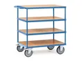 fetra schwerer Tischwagen, Stahl, blau, 4 Etagen, L 1074 x B 509 x H 1179 mm, bis 500 kg