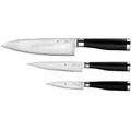 WMF Yari Messerset 3-teilig, 3 Messer geschmiedet, japanischer Spezialklingenstahl, 67 Lagen Griff aus Pakkaholz, Damaszener Klinge, Küchenmesser Set