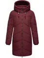 Ragwear wasserdichter Damen Wintermantel Warmer Steppmantel lang mit Kapuze Novista Wine Red Gr. XL