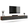Planetmöbel West TV-Schrank, Fernsehtisch 280 cm lang, TV-Board hängend oder stehend, Fernsehschrank für Wohnzimmer, 2X TV Möbel 37,8 x 140 x 30 cm, Gold Eiche schwarz Charcoal